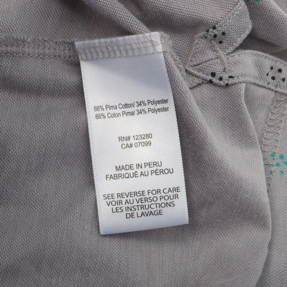 TravisMathew Polo Shirt Men XL Grey Geometric Dot Pima Cotton Blend Short Sleeve